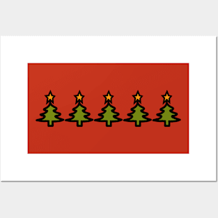 Five Minimal Christmas Trees Posters and Art